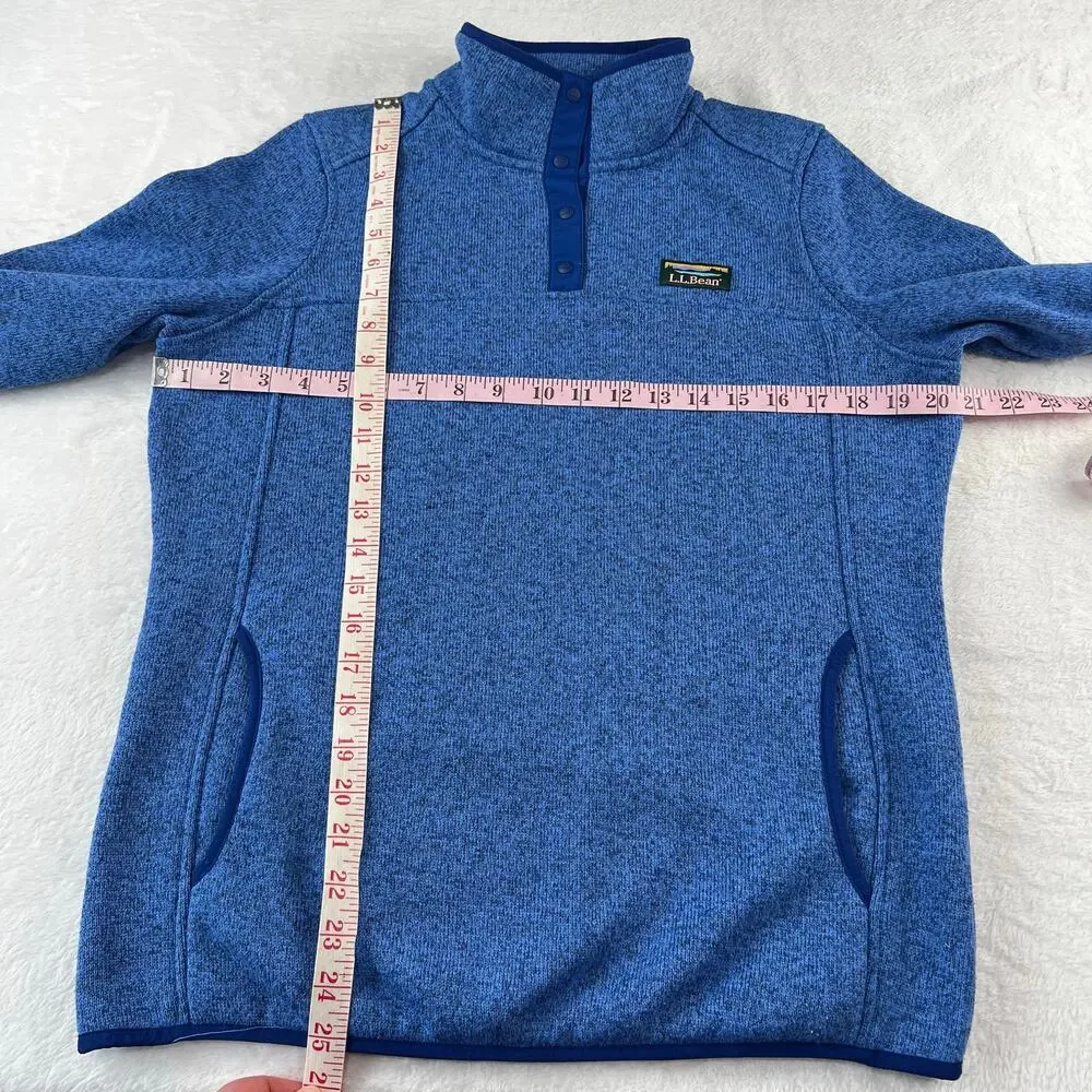 L.L. Bean Women's Sweater Fleece Pullover Blue size Medium 1/4 snap